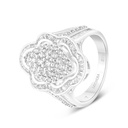 Sterling Silver 925 Ring Rhodium Plated Embedded With White CZ