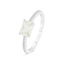 Sterling Silver 925 Ring Rhodium Plated Embedded With Yellow Zircon And White CZ