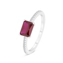 Sterling Silver 925 Ring Rhodium Plated Embedded With Ruby Corundum And White CZ