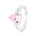 Sterling Silver 925 Ring Rhodium Plated Embedded With Pink Zircon And White CZ