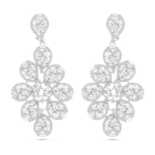 [EAR01WCZ00000B854] Sterling Silver 925 Earring Rhodium Plated Embedded With White CZ