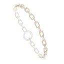 Sterling Silver 925 Bracelet Rhodium And Gold Plated Embedded With White CZ