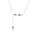 Sterling Silver 925 Necklace Rhodium Plated Embedded With Emerald Zircon And White CZ