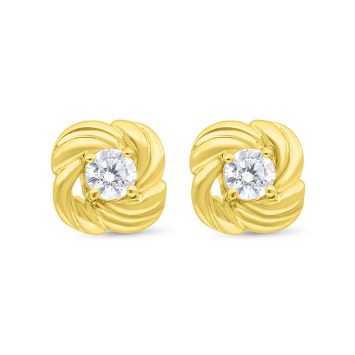 [EAR02WCZ00000B868] Sterling Silver 925 Earring Gold Plated Embedded With White Zircon