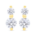 Sterling Silver 925 Earring Gold Plated Embedded With White Zircon