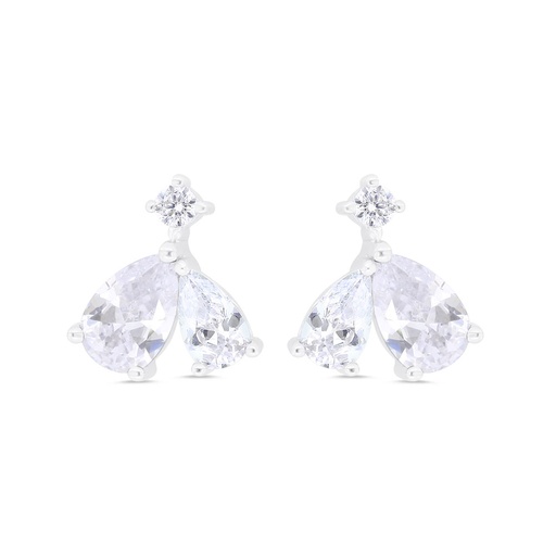 [EAR01WCZ00000B878] Sterling Silver 925 Earring Rhodium Plated Embedded With White Zircon 