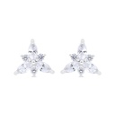 Sterling Silver 925 Earring Rhodium Plated Embedded With White Zircon 