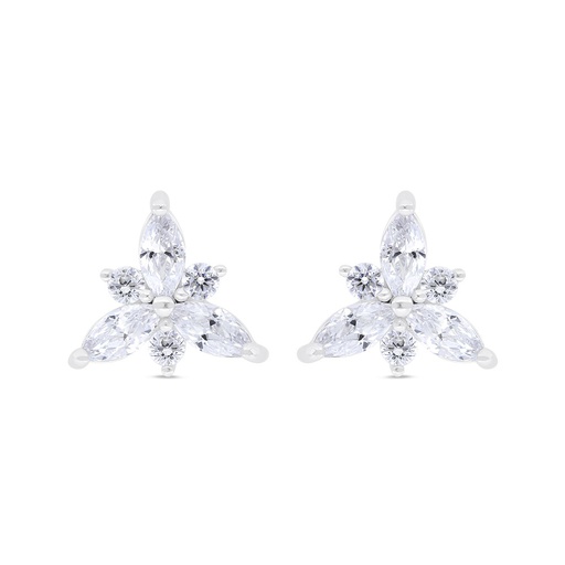 [EAR01WCZ00000B879] Sterling Silver 925 Earring Rhodium Plated Embedded With White Zircon 