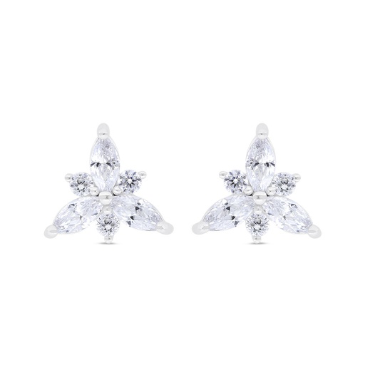 [EAR01WCZ00000B879] Sterling Silver 925 Earring Rhodium Plated Embedded With White Zircon 