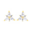 Sterling Silver 925 Earring Gold Plated Embedded With White Zircon