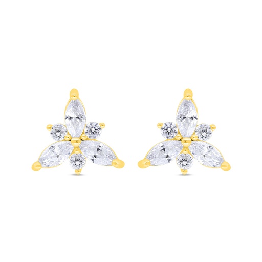 [EAR02WCZ00000B879] Sterling Silver 925 Earring Gold Plated Embedded With White Zircon