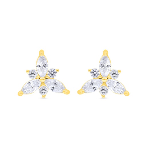 [EAR02WCZ00000B879] Sterling Silver 925 Earring Gold Plated Embedded With White Zircon