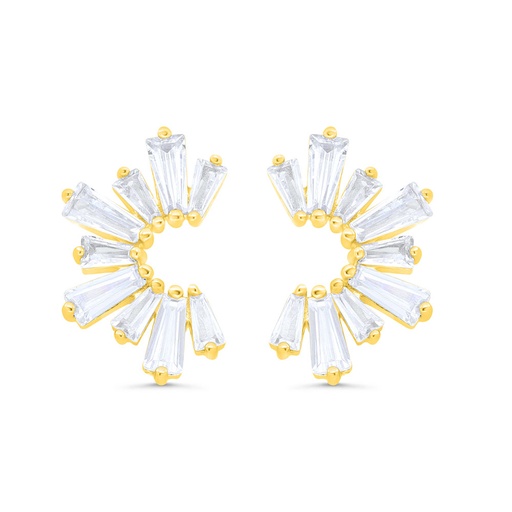 [EAR02WCZ00000B911] Sterling Silver 925 Earring Gold Plated Embedded With White Zircon