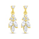 Sterling Silver 925 Earring Gold Plated Embedded With White Zircon