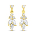 Sterling Silver 925 Earring Gold Plated Embedded With White Zircon