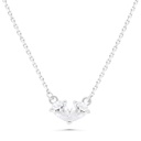 Sterling Silver 925 Necklace Rhodium Plated Embedded With White Zircon