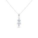 Sterling Silver 925 Necklace Rhodium Plated Embedded With White Zircon