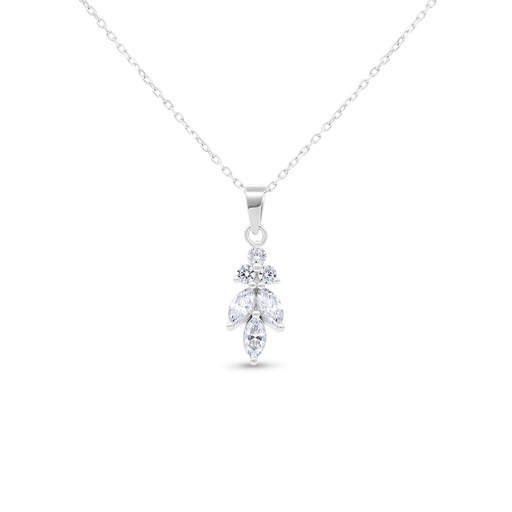 [NCL01WCZ00000B084] Sterling Silver 925 Necklace Rhodium Plated Embedded With White Zircon
