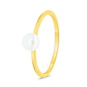 Sterling Silver 925 Ring Gold Plated Embedded With Natural White Pearl 