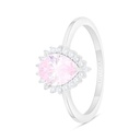 Sterling Silver 925 Ring Rhodium Plated Embedded With Pink Zircon And White Zircon