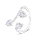 Sterling Silver 925 Ring Rhodium Plated Embedded With White Zircon