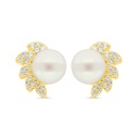 Sterling Silver 925 Earring Golden Plated Embedded With White Shell Pearl And White Zircon