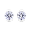 Sterling Silver 925 Earring Rhodium Plated Embedded With White Zircon 