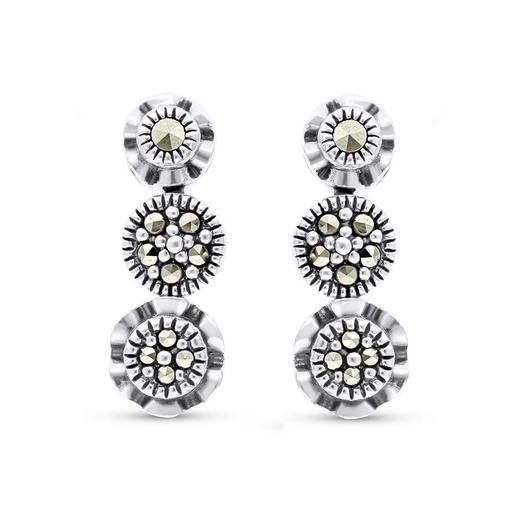 [EAR04MAR00000A183] Sterling Silver 925 Earring Embedded With Marcasite Stones