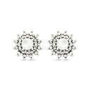 Sterling Silver 925 Earring Embedded With Natural White Shell And Marcasite Stones