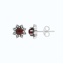 Sterling Silver 925 Earring Embedded With Natural Aqiq And Marcasite Stones