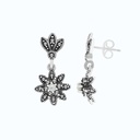 Sterling Silver 925 Earring Embedded With Natural White Shell And Marcasite Stones