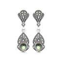 Sterling Silver 925 Earring Embedded With Natural Blue Shell And Marcasite Stones