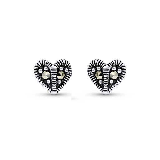 [EAR04MAR00000A136] Sterling Silver 925 Earring Embedded With Marcasite Stones