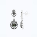 Sterling Silver 925 Earring Embedded With Natural Blue Shell And Marcasite Stones