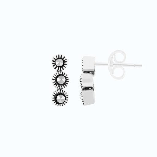 [EAR04MAR00000A188] Sterling Silver 925 Earring Embedded With Marcasite Stones
