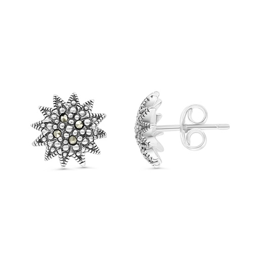 [EAR04MAR00000A139] Sterling Silver 925 Earring Embedded With Marcasite Stones
