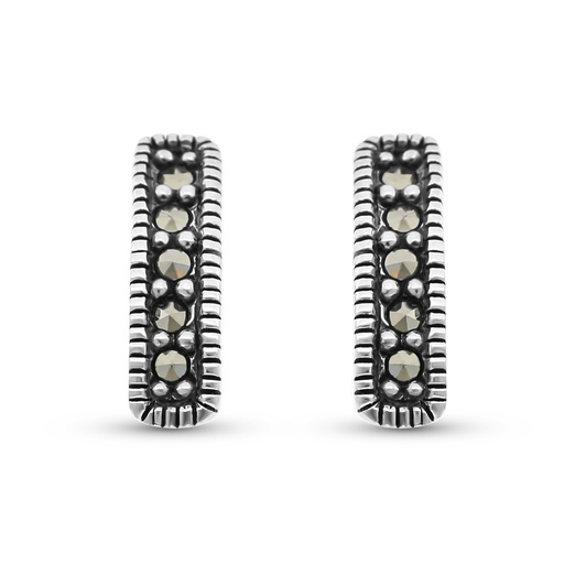 [EAR04MAR00000A140] Sterling Silver 925 Earring Embedded With Marcasite Stones