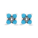 Sterling Silver 925 Earring Embedded With Natural Processed Turquoise And Marcasite Stones