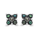 Sterling Silver 925 Earring Embedded With Natural Blue Shell And Marcasite Stones