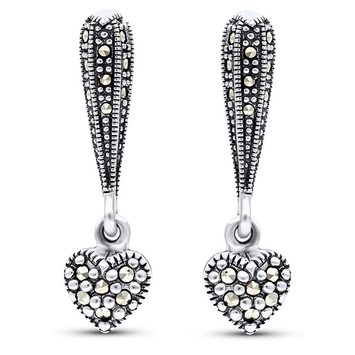 [EAR04MAR00000A191] Sterling Silver 925 Earring Embedded With Marcasite Stones