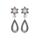 Sterling Silver 925 Earring Embedded With Natural Pink Shell And Marcasite Stones