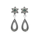 Sterling Silver 925 Earring Embedded With Natural Blue Shell And Marcasite Stones