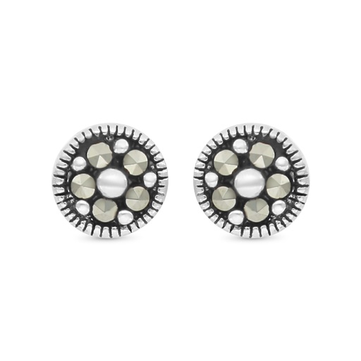 [EAR04MAR00000A144] Sterling Silver 925 Earring Embedded With Marcasite Stones