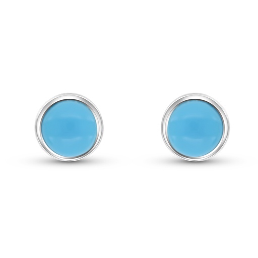 [EAR0400000TRQA482] Sterling Silver 925 Earring Embedded With Natural Processed Turquoise