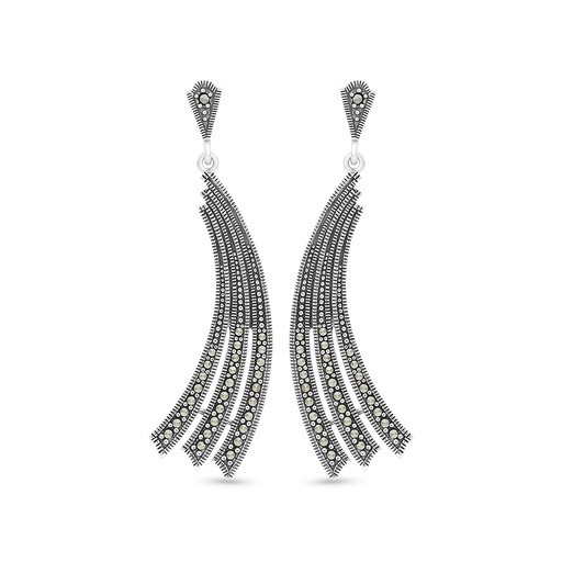[EAR04MAR00000A148] Sterling Silver 925 Earring Embedded With Marcasite Stones
