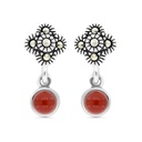 Sterling Silver 925 Earring Embedded With Natural Aqiq And Marcasite Stones