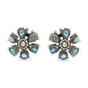 Sterling Silver 925 Earring Embedded With Natural Blue Shell And Marcasite Stones