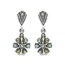 Sterling Silver 925 Earring Embedded With Natural Blue Shell And Marcasite Stones