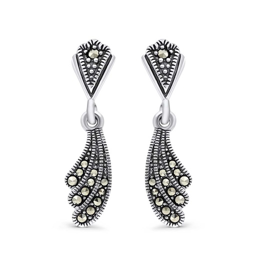[EAR04MAR00000A155] Sterling Silver 925 Earring Embedded With Marcasite Stones