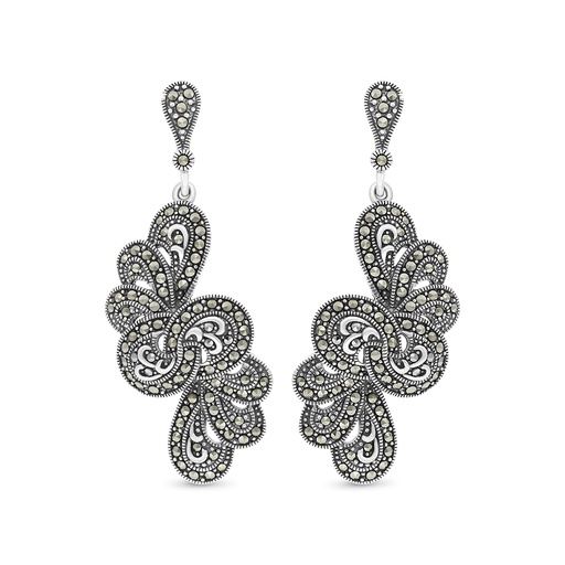 [EAR04MAR00000A156] Sterling Silver 925 Earring Embedded With Marcasite Stones